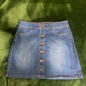 Wax Jean Blue Denim Button-Up Mini Skirt